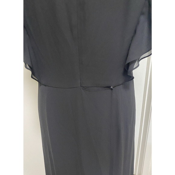 BCBGMAXAZRIA Dress Womens 12 Black Callie Ruffle Wrap Flutter Sleeve Maxi Gown - Picture 7 of 15
